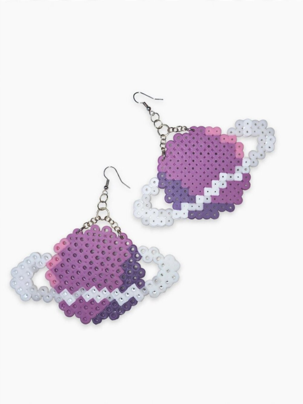 Handmade Purple Planet Saturn Perler Bead Dangle Earrings